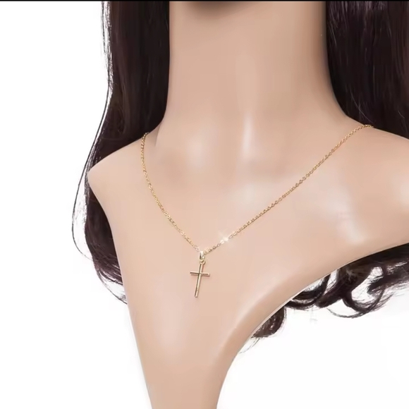 Silver Cross Necklace Women's Gold New f20 - Picture 2 of 6